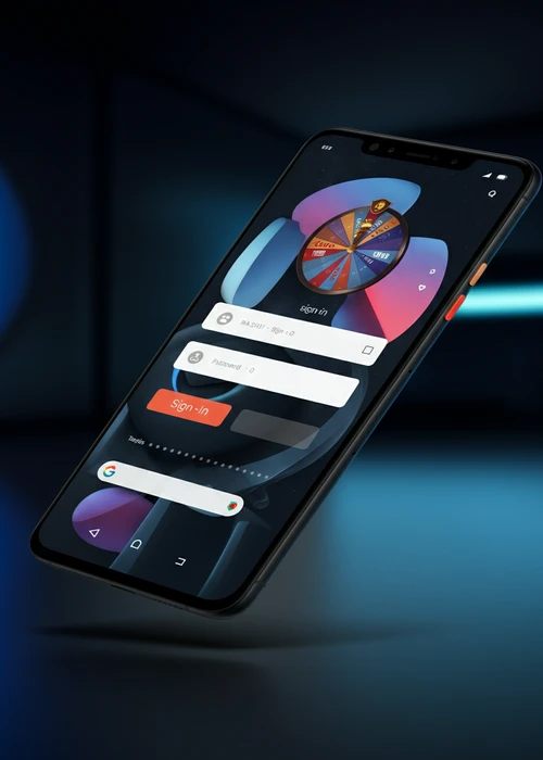 Login screen for Velvet Spins Casino showing username and password fields on a dark, elegant background, with a glowing interface.